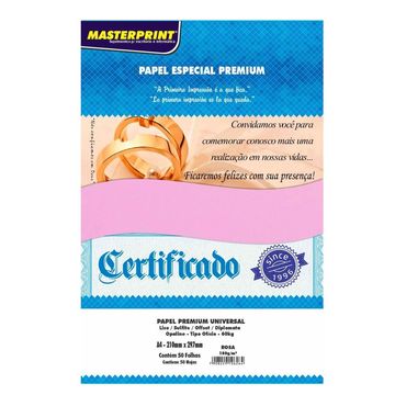 Papel Premium Rosa A4 50 Folhas 180 Gramas Masterprint - 121010019