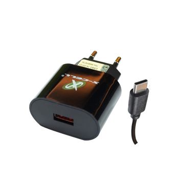 Carregador de Celular Parede com 1 Porta USB 30W Turbo Bivolt Preto com Cabo Type C -  X-Cell - XC-UR-43