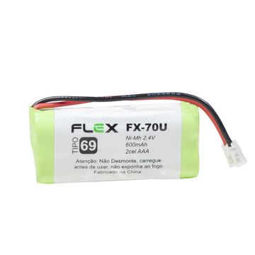 Bateria para Telefone sem Fio 600mAh 2,4V 2AAA Flex Plug Universal Tipo 74 - FX-70U