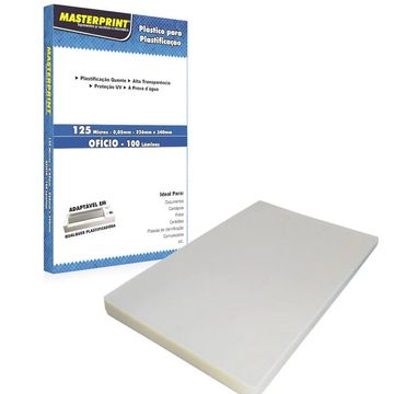 Plástico para Plastificação Ofício 226 x 340mm Documento - Masterprint - Pacote com 100 Unidades - 329010003