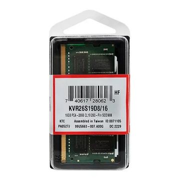 Memória Kingston para Notebook 16 GB DDR4 2666 MHz - KVR26S19D8/16-SINOP-03