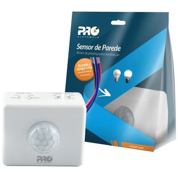 Sensor de Presença para Iluminação Fotocélula de Parede Proeletronic 3 Fios - PQSSP-0360