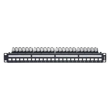 Patch Panel 24 Portas 19 Polegadas Cat.5E/6/6A Linkeo Legrand - 632850 - Descarregado com Guia Traseiro Metálico