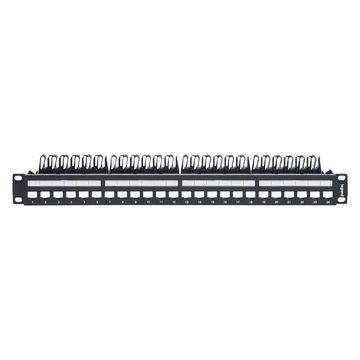 Patch Panel 24 Portas 19 Polegadas Cat.5E/6/6A Linkeo Legrand - 632850 - Descarregado com Guia Traseiro Metálico