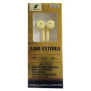 Fone de Ouvido Auricular com Microfone com Plug P2 Amarelo X-Cell  XC-F-15