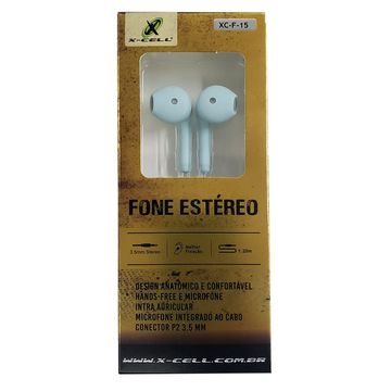 Fone de Ouvido Auricular com Microfone com Plug P2 Azul Bebê X-Cell  XC-F-15