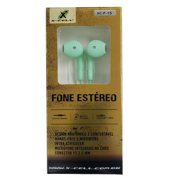 Fone de Ouvido Auricular com Microfone com Plug P2 Verde X-Cell  XC-F-15