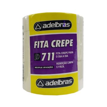 Fita Crepe 24mm x 40 Metros Branco Adelbras - Pacote com 5 Unidades - 1624000005