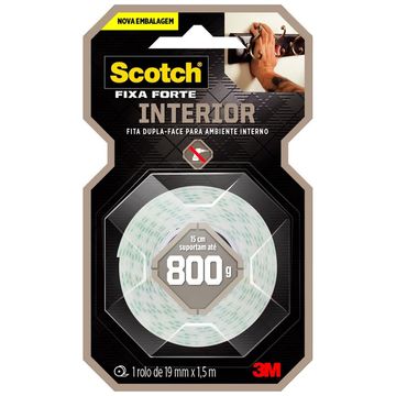 Fita Dupla Face de Espuma 19mm x 1,5 Metros Unitário Fixa Forte - Scotch 3M - HB004750194