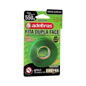 Fita Dupla Face Acrílico 12mm x 2 Metros Unitário Fixa Pro - Adelbras - 815000016