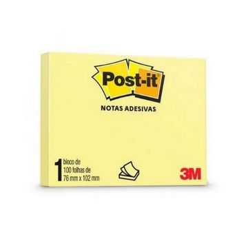 Bloco de Notas Adesivo 76X102mm com 1 Bloco de 100 Folhas Amarelo - Post-it - 3M - HB004088132