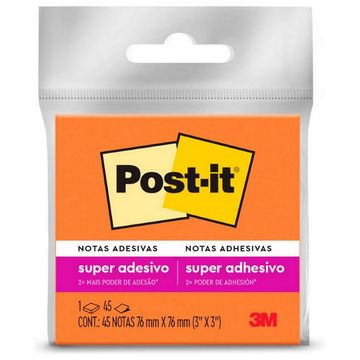 Bloco de Notas Adesivo 76x76mm com 1 Bloco de 45 Folhas Laranja Neon - Post-it - 3M - HB004399406