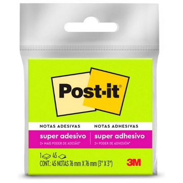 Bloco de Notas Adesivo 76x76mm com 1 Bloco de 45 Folhas Verde - Post-it - 3M - HB004399455