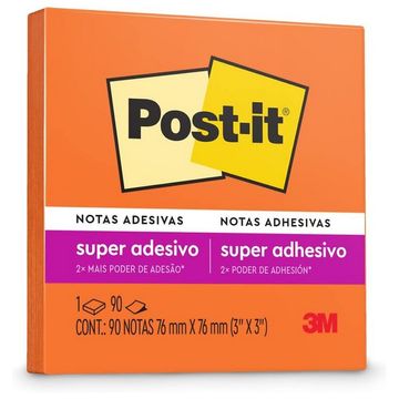 Bloco de Notas Adesivo 76X76mm com 1 Bloco de 90 Folhas Laranja Vit - Post-it - 3M - HB004389316