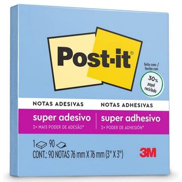 Bloco de Notas Adesivo 76X76mm com 1 Bloco de 90 Folhas Jeans Azul - Post-it - 3M - HB004391965