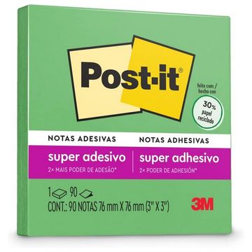 Bloco de Notas Adesivo 76X76mm com 1 Bloco de 90 Folhas Verde Sorte - Post-it - 3M - HB004604433