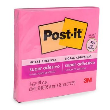 Bloco de Notas Adesivo 76X76mm com 1 Bloco de 90 Folhas Poder Rosa - Post-it - 3M - HB004309959