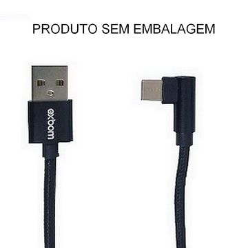 Cabo USB A-Macho - Type-C 1,0 Metro 90 Graus 2.4A Preto Exbom - CBX-U2C11TC - 3804 - Sem Embalagem