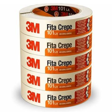 Fita Crepe 24mm x 50 Metros Branco 3M - Pacote com 5 Unidades - HB004572374