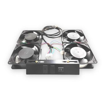 Cooler Mini-Rack com 4 Ventiladores Preto Fibra Metal - KIT4VENT