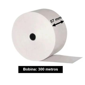 Bobina Térmica REP 1 Via 57mm x 300 Metros Branca - Caixa com 6 Unidades - Ideal para Relógio Ponto - 45000112