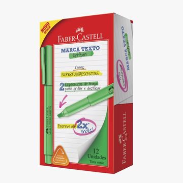 Caneta Marca Texto Verde Caixa com 12 Unidades - Faber Castell - MT/VDZF