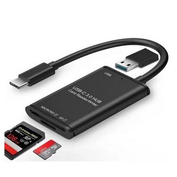 Conversor USB Type-C 3.0 Macho para Leitor Cartão SD/Micro SD Porta USB 3.0 - F3 - 306