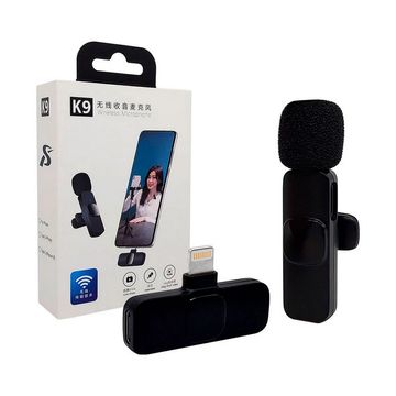 Microfone de Lapela sem Fio para Smartphone Lightning/Iphone Preto - K9 - IP-F1-A
