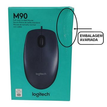 Mouse USB Logitech M90 1000 Dpi Preto - 910-004053 EMBALAGEM AVARIADA