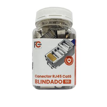 Conector RJ45 FC Fontes Macho 8x8 Cat.6 Blindado - FCRJ45BN - Pote com 100 unidades