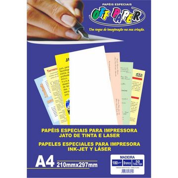 Papel Madeira A4 com 50 Folhas 180 Gramas Branco - Off Paper - 00026-SINOP-03