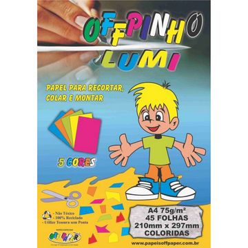 Papel Criativo Lumi Offpinho A4 45 Folhas 75 Gramas com 5 cores - Off Paper - 10076-SINOP-03