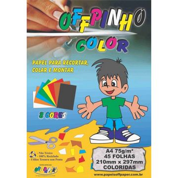 Papel Criativo Color Offpinho A4 45 Folhas 75 Gramas com 5 cores - Off Paper - 10074-SINOP-03