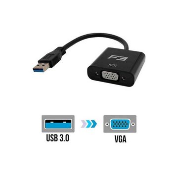 Conversor USB 3.0 Macho para VGA Fêmea Preto F3 - 1484-SINOP-03