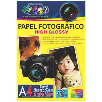 Papel Fotográfico Glossy A4 180 Gramas 20 Folhas Off Paper - 10525-SINOP-03