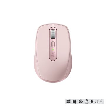 Mouse Sem Fio Bluetooth Logitech 1000 DPI Rosa MX Anywhere 3 - 910-005994 - com Bateria de Litio Recarregável