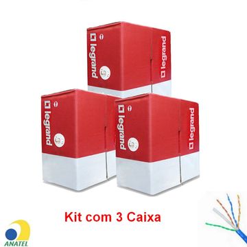 Cabo de Rede 24AWG Legrand Cat.5E 4 Pares Azul - 630112 - Kit com 3 Caixas com 305 Metros 100% Cobre Homologado ANATEL