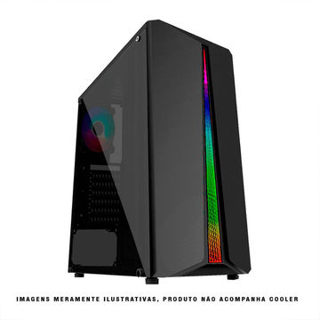 Gabinete Gamer Pixxo Preto com Frontal Led RGB sem Fonte e Cooler Lateral Acrílica - GF5523-SINOP-03