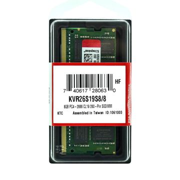 Memória Kingston para Notebook 8 GB DDR4 2666 MHz - KVR26S19S8/8-SINOP-03