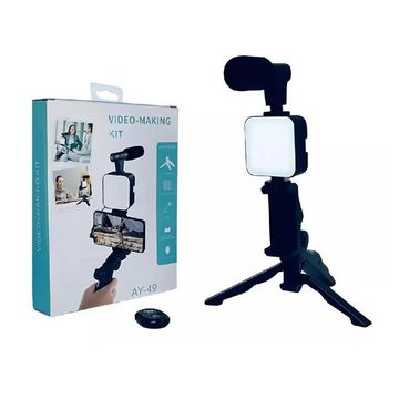 Kit de Gravação Com Tripé Luz e Microfone para Smartphone X-cell - Ay-49