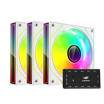 Kit Cooler com 3 Fans ARGB C3tech 120x120x25mm com Controle e Controladora - F9-L650WHRGB