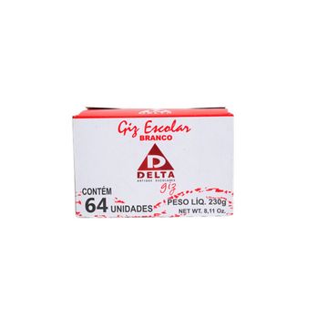 Giz Comum Branco Delta - Caixa com 64 Palitos - 0202