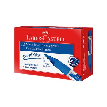 Caneta Quadro Branco Regarregável 3,0mm Caixa com 12 Unidades Azul - Faber Castell - MQB/AZ