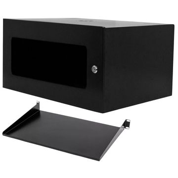 Mini-Rack Parede 5U x 350mm 19Pol com Bandeja e Chave Preto - KS2 - 102011