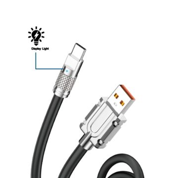 Cabo USB A-Macho - Type-C 1 Metro 6A Blindado Preto X-Cell - XC-CD-118-SINOP-03