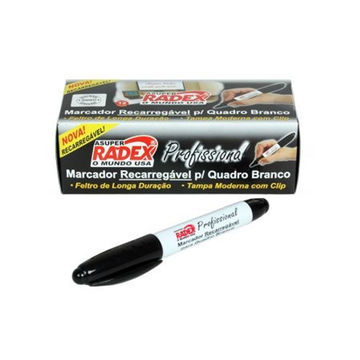 Caneta Quadro Branco Recarregável Preto Radex - Caixa com 12 Unidades - 9187