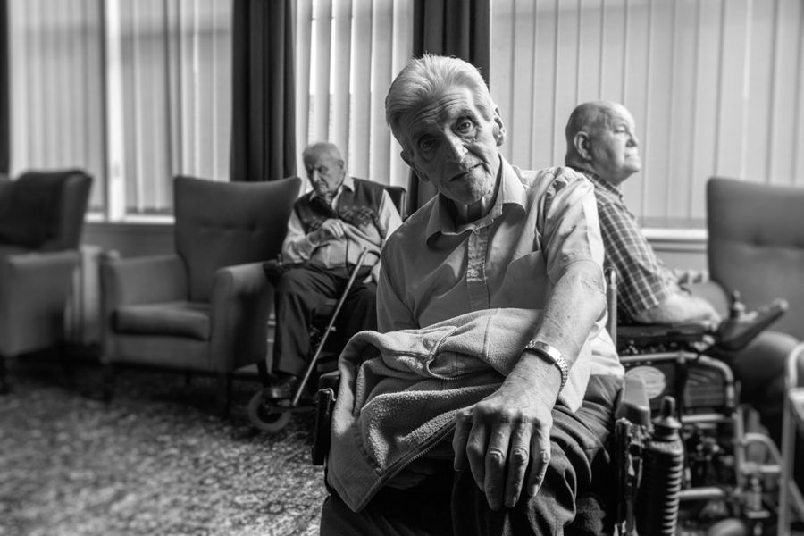 Monochrome portrait of BLESMA resident David Gray