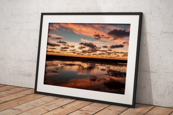 Blackpool Crepuscular Clouds Photography Print In Black Frame