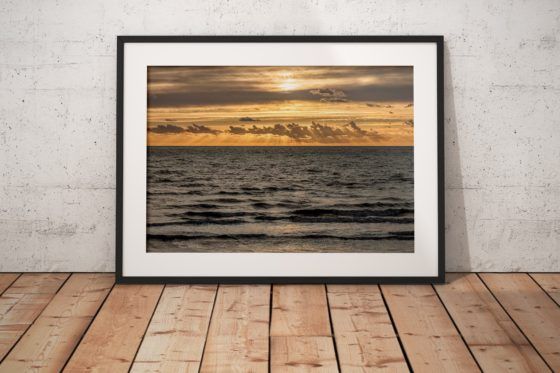 Seaside Sun Rays Photography Print In Black Frame