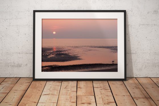Blackpool Sunset Silhouettes Photography Print In Black Frame